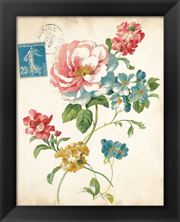 Framed Elegant Floral I Vintage v2 Print