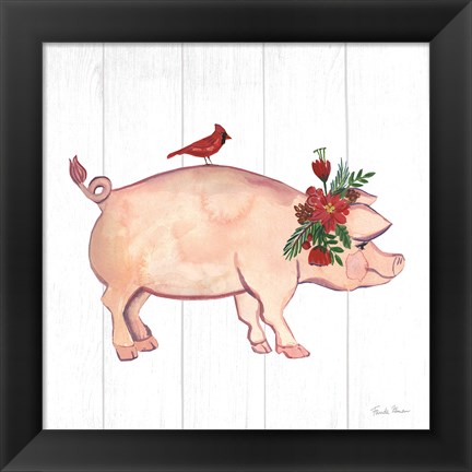 Framed Holiday Farm Animals I Print