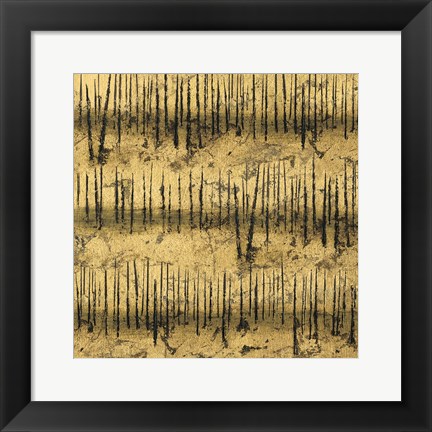 Framed Golden Trees III Taupe Pattern II Print