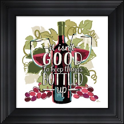 Framed Wine and Friends III on White Print