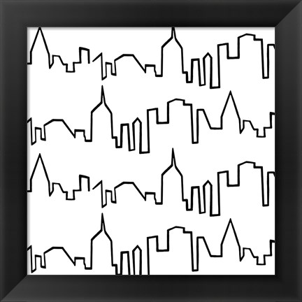 Framed NY Chic Skyline black on white Print