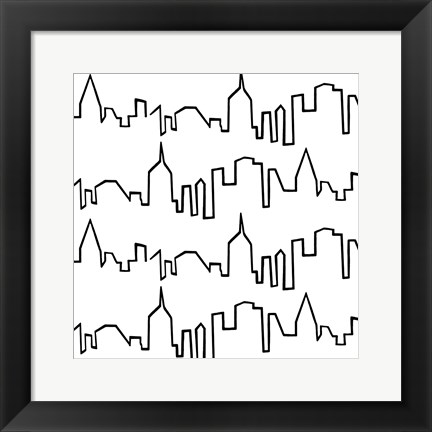 Framed NY Chic Skyline black on white Print