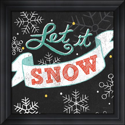 Framed Let it Snow Black Sq Print