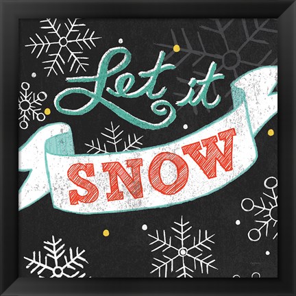 Framed Let it Snow Black Sq Print