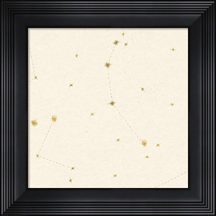 Framed Night Sky Cream and Gold Pattern 05A Print