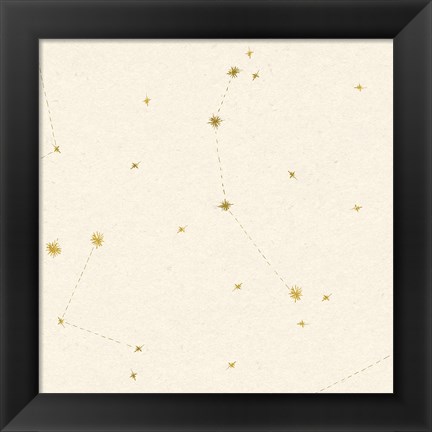 Framed Night Sky Cream and Gold Pattern 05A Print