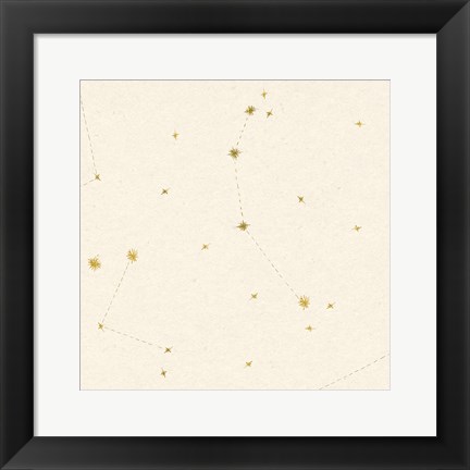 Framed Night Sky Cream and Gold Pattern 05A Print