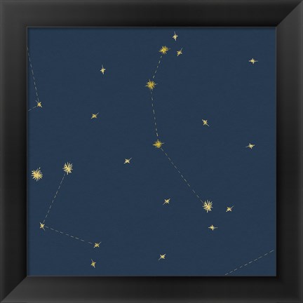 Framed Night Sky Navy and Gold Pattern 05A Print