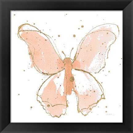 Framed Gilded Butterflies II Blush Print