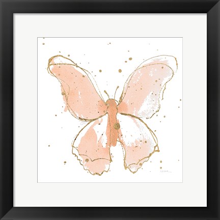 Framed Gilded Butterflies II Blush Print