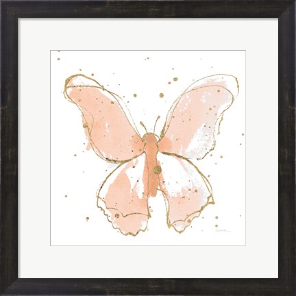 Framed Gilded Butterflies II Blush Print