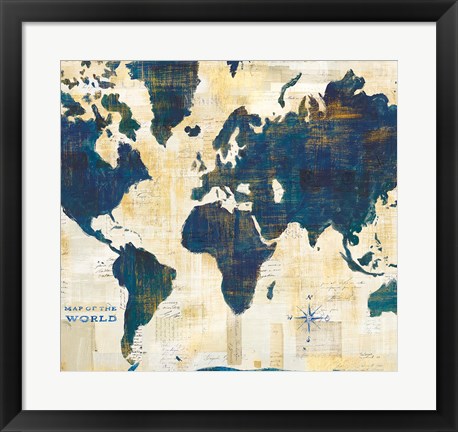 Framed World Map Collage v2 Print