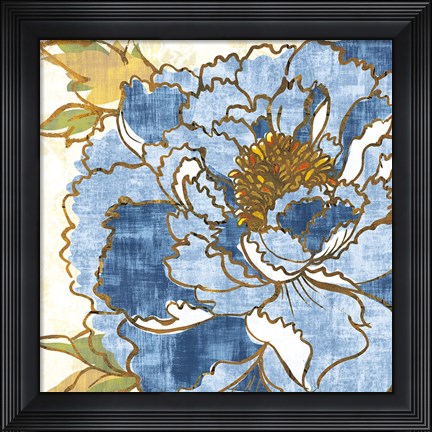 Framed Camilles Peony II Indigo Print