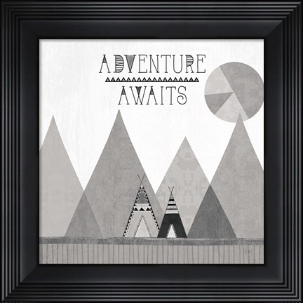 Framed Southwest Geo III BW Print