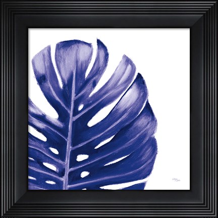 Framed Statement Palms IV Indigo Print