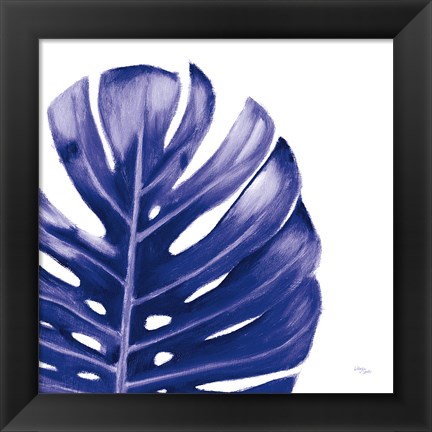 Framed Statement Palms IV Indigo Print