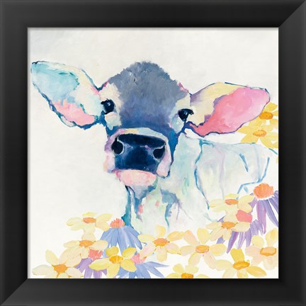 Framed Bessie with Flowers Print