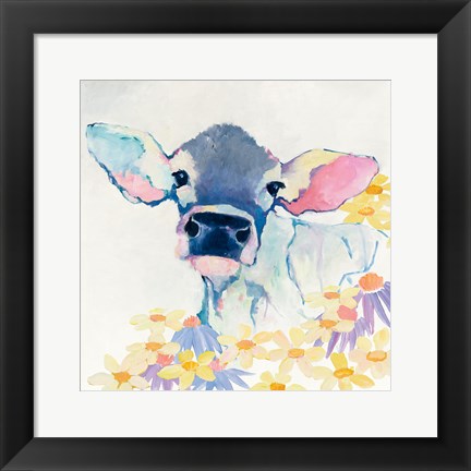 Framed Bessie with Flowers Print