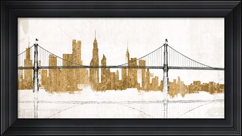 Framed Bridge and Skyline Gold Print