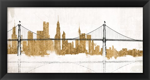 Framed Bridge and Skyline Gold Print