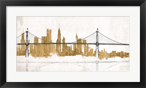 Framed Bridge and Skyline Gold Print