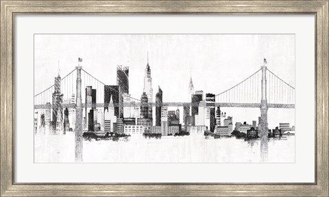 Framed Bridge and Skyline Silver Print