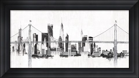 Framed Bridge and Skyline Silver Print