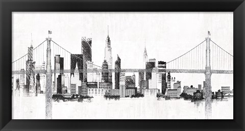 Framed Bridge and Skyline Silver Print