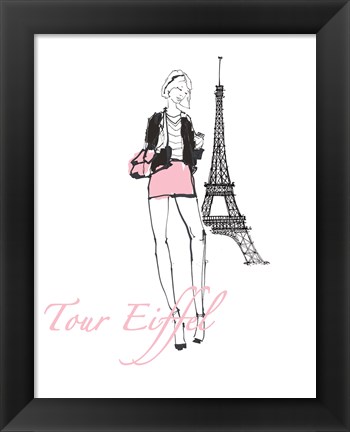 Framed French Chic I Pink on White Print