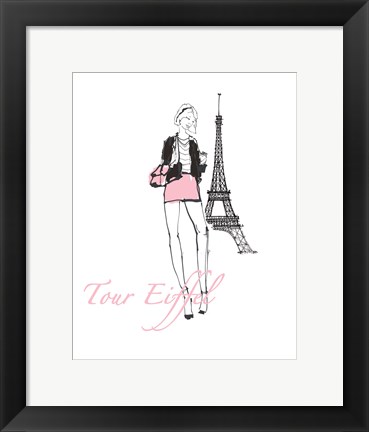 Framed French Chic I Pink on White Print