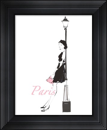 Framed French Chic III Pink on White Print