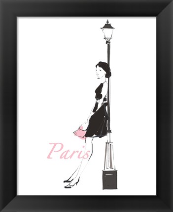 Framed French Chic III Pink on White Print