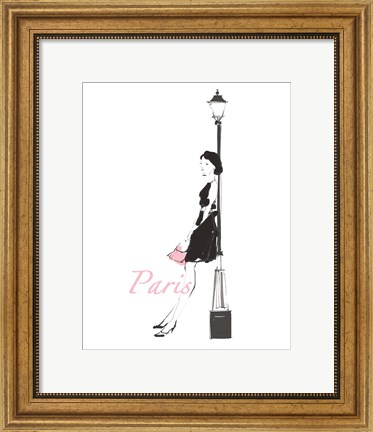 Framed French Chic III Pink on White Print