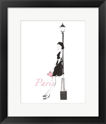 Framed French Chic III Pink on White Print