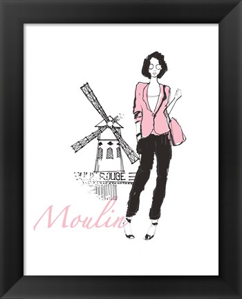 Framed French Chic IV Pink on White Print