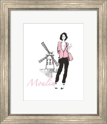 Framed French Chic IV Pink on White Print