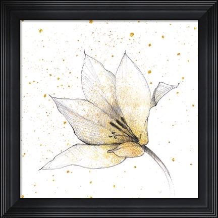 Framed Gilded Graphite Floral IX Print