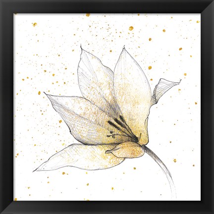 Framed Gilded Graphite Floral IX Print