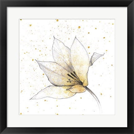 Framed Gilded Graphite Floral IX Print