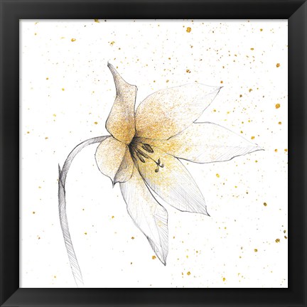 Framed Gilded Graphite Floral VIII Print