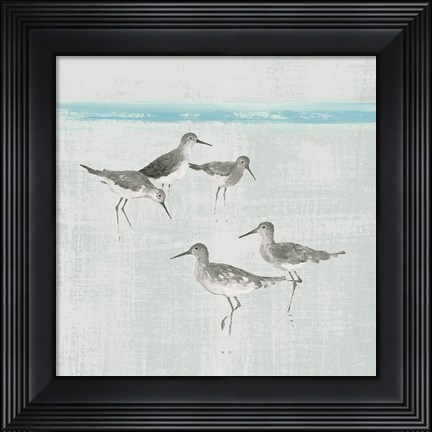 Framed Sandpipers Square I Gray Print
