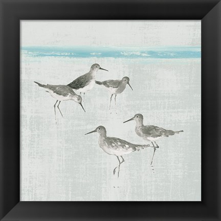 Framed Sandpipers Square I Gray Print