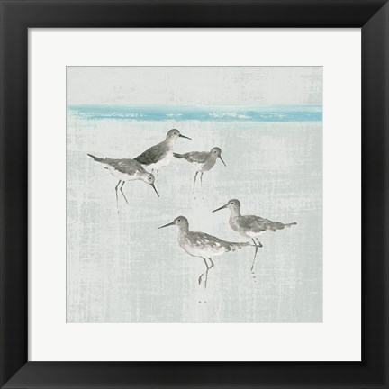 Framed Sandpipers Square I Gray Print