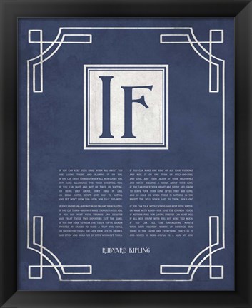 Framed If by Rudyard Kipling - Ornamental Border Blue Print