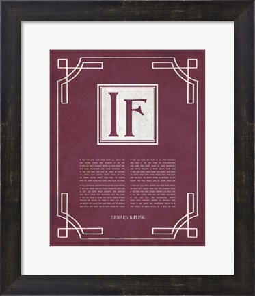 Framed If by Rudyard Kipling - Ornamental Border Red Print