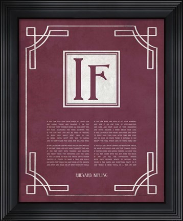 Framed If by Rudyard Kipling - Ornamental Border Red Print
