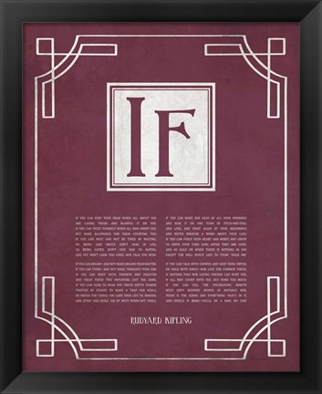 Framed If by Rudyard Kipling - Ornamental Border Red Print