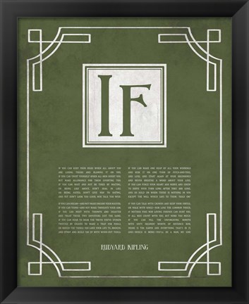 Framed If by Rudyard Kipling - Ornamental Border Green Print