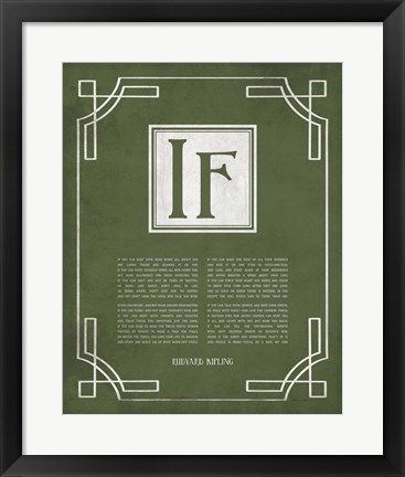 Framed If by Rudyard Kipling - Ornamental Border Green Print