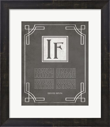 Framed If by Rudyard Kipling - Ornamental Border Gray Print